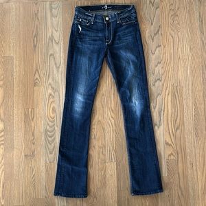 7 For All Mankind Jeans The Skinny Bootcut sz 27 Women’s Dark Blue Wash Stretch